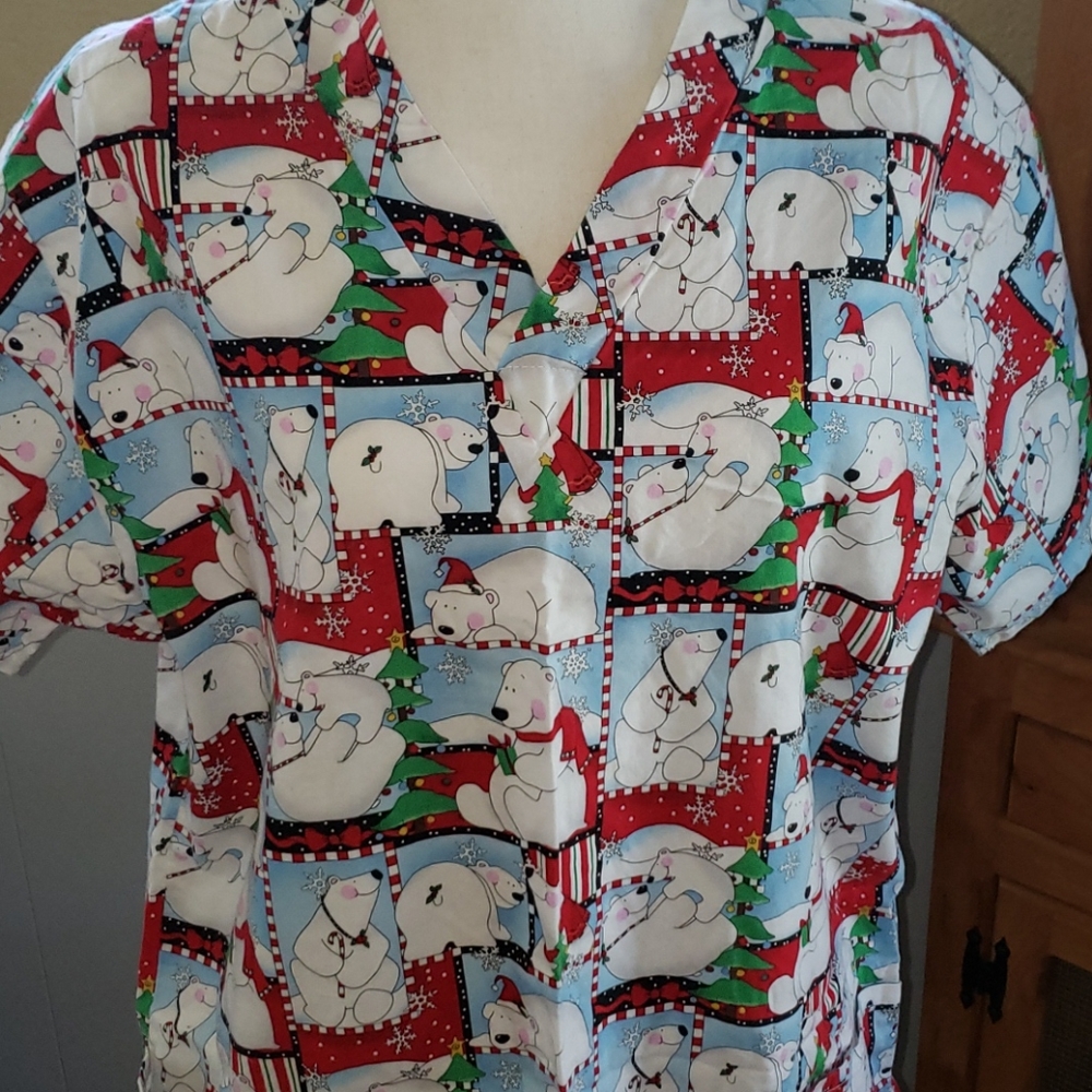 Holiday Scrub Top